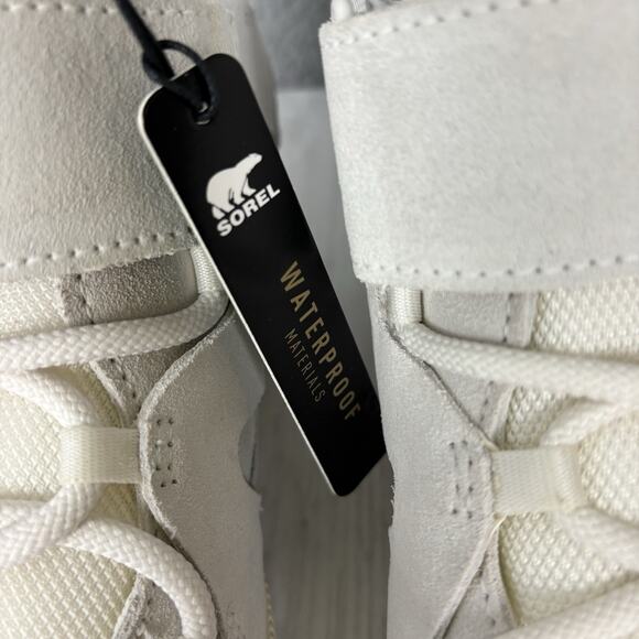 Sorel Womens sz 7 Out N About Hidden Wedge Leather Sneaker Bootie White Sea Salt - Picture 6 of 16